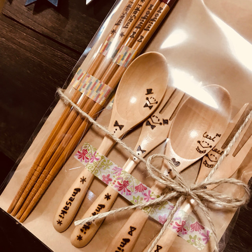 ウッドバーニング 箸 スプーン フォーク イラスト 名入れ 無料 名前