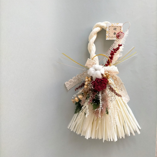 お正月飾り2022 再販 しめ飾りNo.4 お正月 正月リース しめ縄 ドライ  