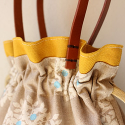 ✦訂單生產✦秋季彩色抽繩袋（米色×芥末） 第5張的照片