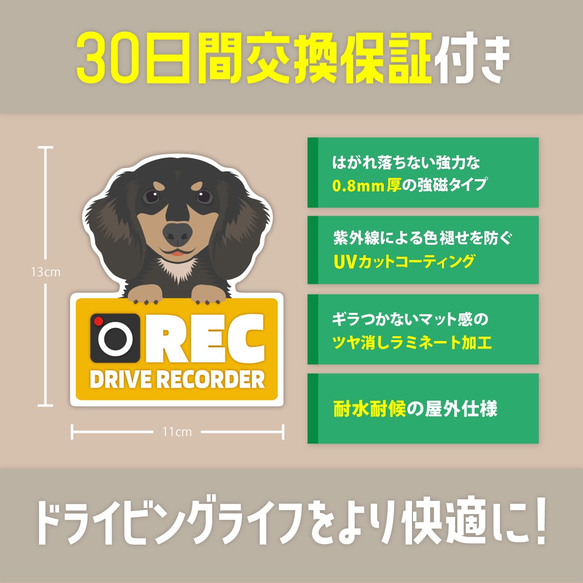 ダックスフンドのやつ / ドラレコ録画中マグネット 3枚目の画像