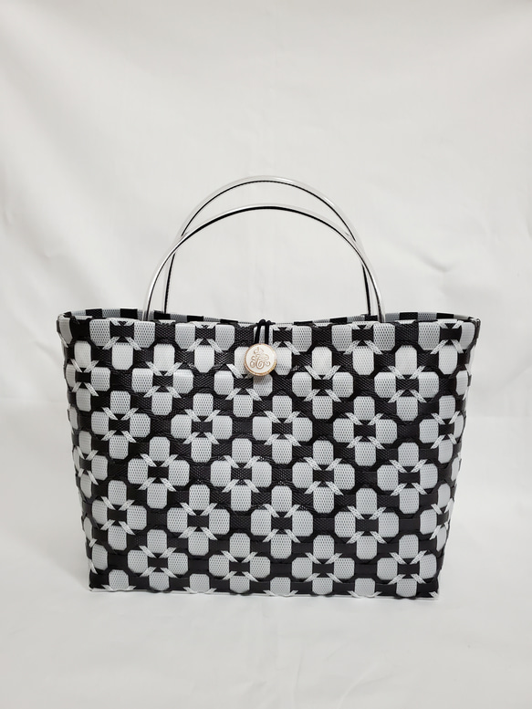 ♡プラカゴ PPバンド 黒×白 かごバッグ michigami 通販 12422010