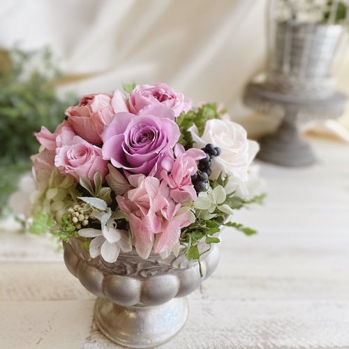 アンティークカラー ＊バラの大きなアレンジメント プリザーブド