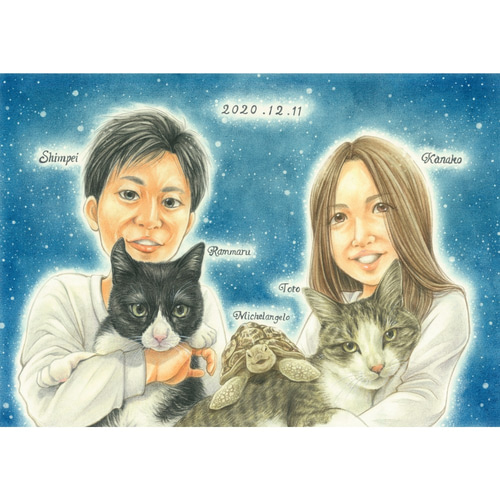 ペット似顔絵【A3サイズ】パステル画で癒しのリアルタッチ (犬 猫 手元
