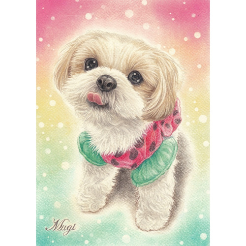 犬の似顔絵‐パステル＆色鉛筆 展示① (犬 猫 動物イラスト 水彩画