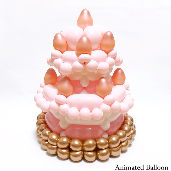 おしゃれなバルーンケーキ《ストロベリーミルク》誕生日 出産祝い ハーフバースデー バースデーケーキ バルーンアート 1枚目の画像