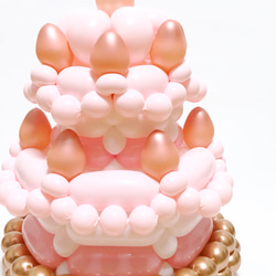 おしゃれなバルーンケーキ《ストロベリーミルク》誕生日 出産祝い ハーフバースデー バースデーケーキ バルーンアート 2枚目の画像