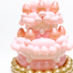 おしゃれなバルーンケーキ《ストロベリーミルク》誕生日 出産祝い ハーフバースデー バースデーケーキ バルーンアート 4枚目の画像