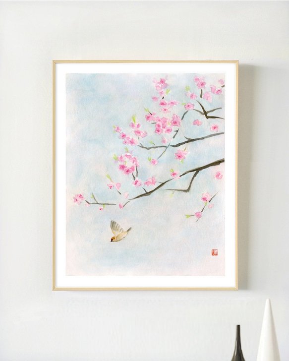 水彩画　花　春　小菊　春の花　美術　マーメイド紙　絵画　アート　インテリア il_fullxfull.4763343031_iocm.jpg