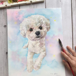 custom pet portrait painting, watercolor painting, gift 3枚目の画像