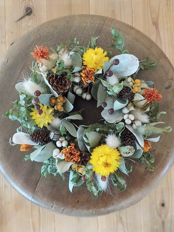 ドライフラワー 秋の木の実リース ドライフラワー atelier 花すけ 通販