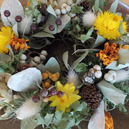 ドライフラワー 秋の木の実リース ドライフラワー atelier 花すけ 通販