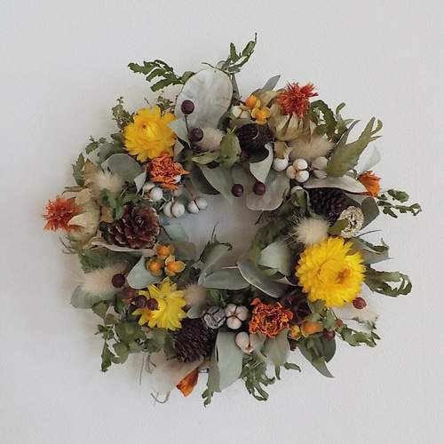 ドライフラワー 秋の木の実リース ドライフラワー atelier 花すけ 通販