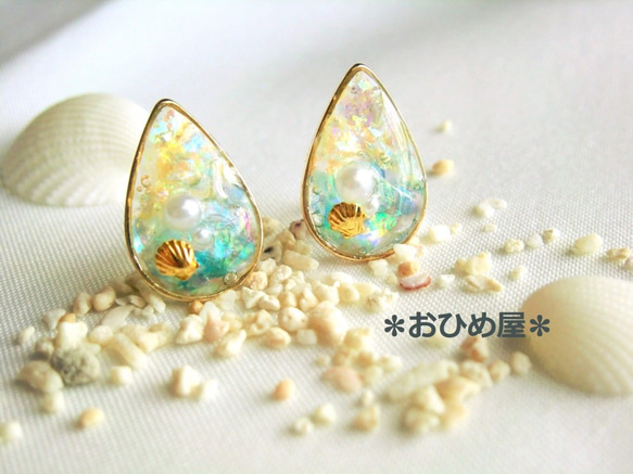 夕暮れの海のイヤリング（ear clips） 1枚目の画像