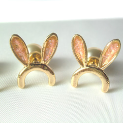 珍珠抓貓耳朵和兔子耳環（穿孔耳環） 第4張的照片