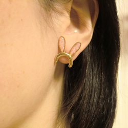 珍珠抓貓耳朵和兔子耳環（穿孔耳環） 第5張的照片