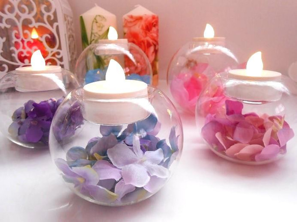 ✨Floral shabon  candle・small✨紫陽花ブルーパープル 2枚目の画像