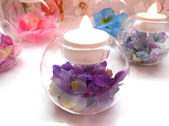 ✨Floral shabon  candle・small✨紫陽花パープル 2枚目の画像