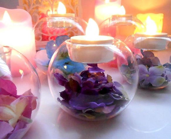 ✨Floral shabon  candle・small✨紫陽花パープル 5枚目の画像