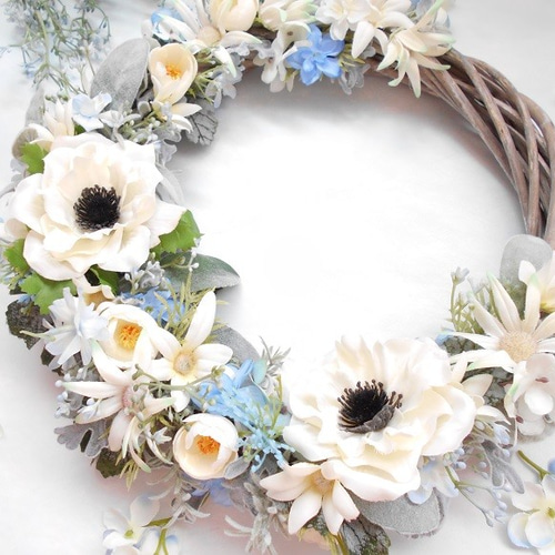 Shabby chic・クレッセントフラワーリース アートフラワー Fairy Rose