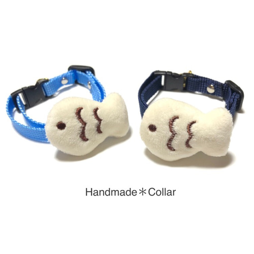 いちごみるく⑅◡̈*、スノーフレーク(水色)わんちゃん猫ちゃん用首輪 ふわふわ♪お魚ちゃんの首輪 猫ちゃん ワンちゃん リード・首輪