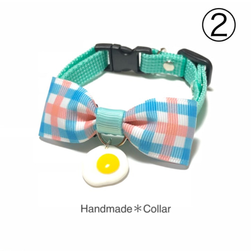 ゆる〜い目玉焼きの首輪 リボン 猫ちゃん ワンちゃん リード・首輪
