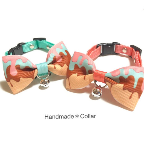 和風(クリーム)わんちゃん猫ちゃん用首輪 （ペット用アクセサリー  