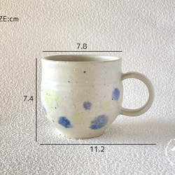 水玉模様の御影土カップ（青系）　iku26 4枚目の画像
