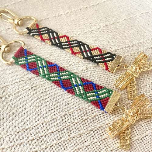 タータンチェック ミサンガキーホルダー(レッド) キーホルダー