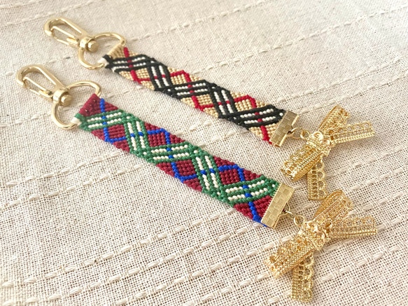 タータンチェック ミサンガキーホルダー(レッド) キーホルダー