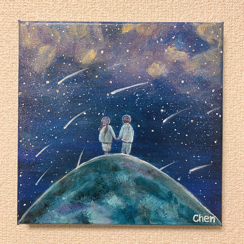 アクリル画 原画 流れ星を眺める2人 絵画 Chen 通販 12479920
