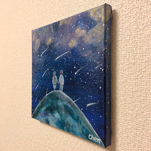 アクリル画 原画 流れ星を眺める2人 絵画 Chen 通販 12479920