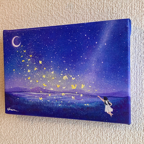 品多く 原画 絵画 「星空とチューリップ 一点物 アート作品 風景 品多く 原画 絵画 「星空とチューリップ 一点物 アート作品 風景