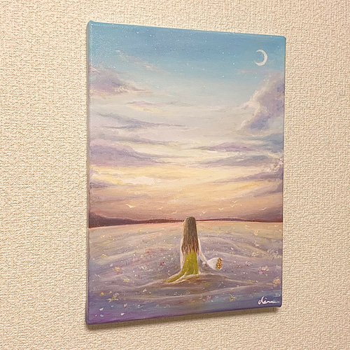 有明海の夕焼けを、描いた、P6号のアクリル画です。私の作品