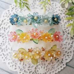 【送料無料】Handmade ～バレッタ～　レジン　コスモス♪　秋桜♪　ブラウン系 【H-140】 4枚目の画像