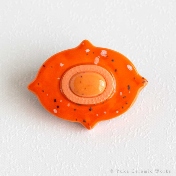 ☆磁器製ブローチ（カルテット：オレンジ） 1枚目の画像