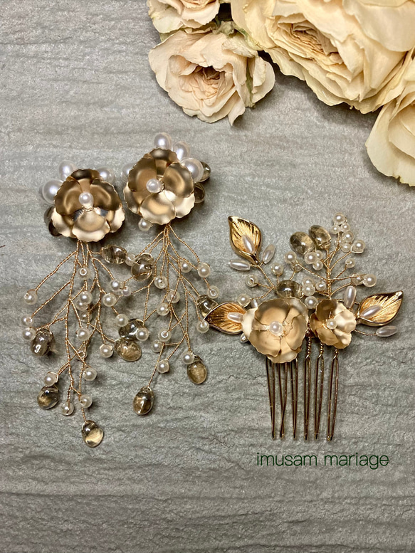 小枝アクセサリー Eustoma Earrings 3枚目の画像