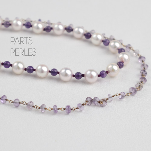 ロングネックレス あこや真珠 白 天然石 アメジスト 紫 パープル 704  