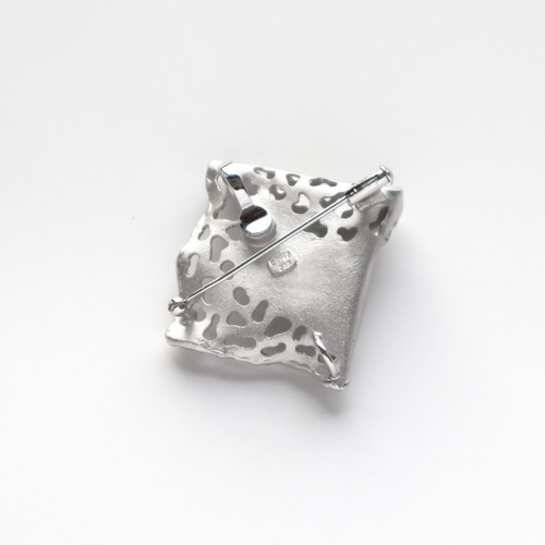 あこや真珠 スクエア形 シルバーブローチ/ペンダントトップ 2way