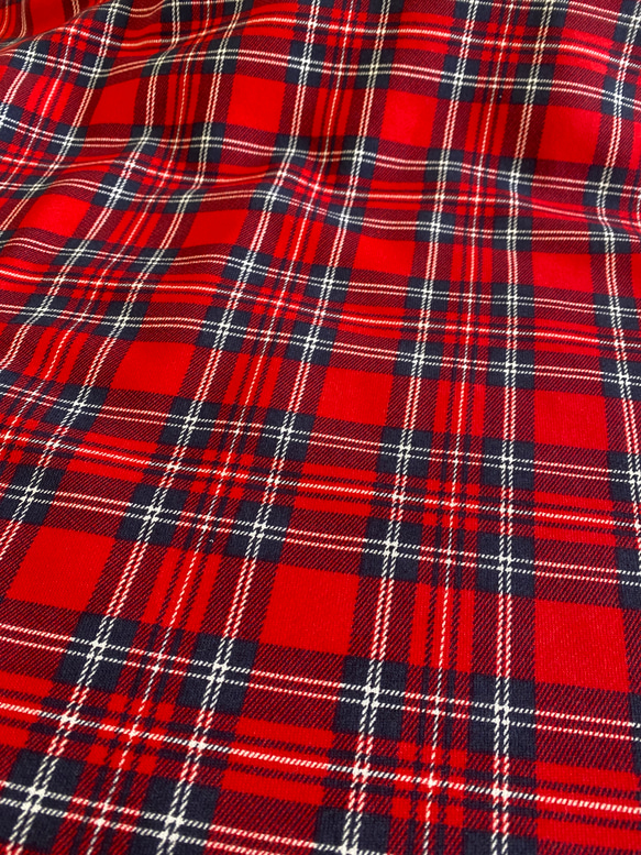 ニット生地☆赤チェック☆裏毛 生地 mini-coco 通販 13032978｜Creema