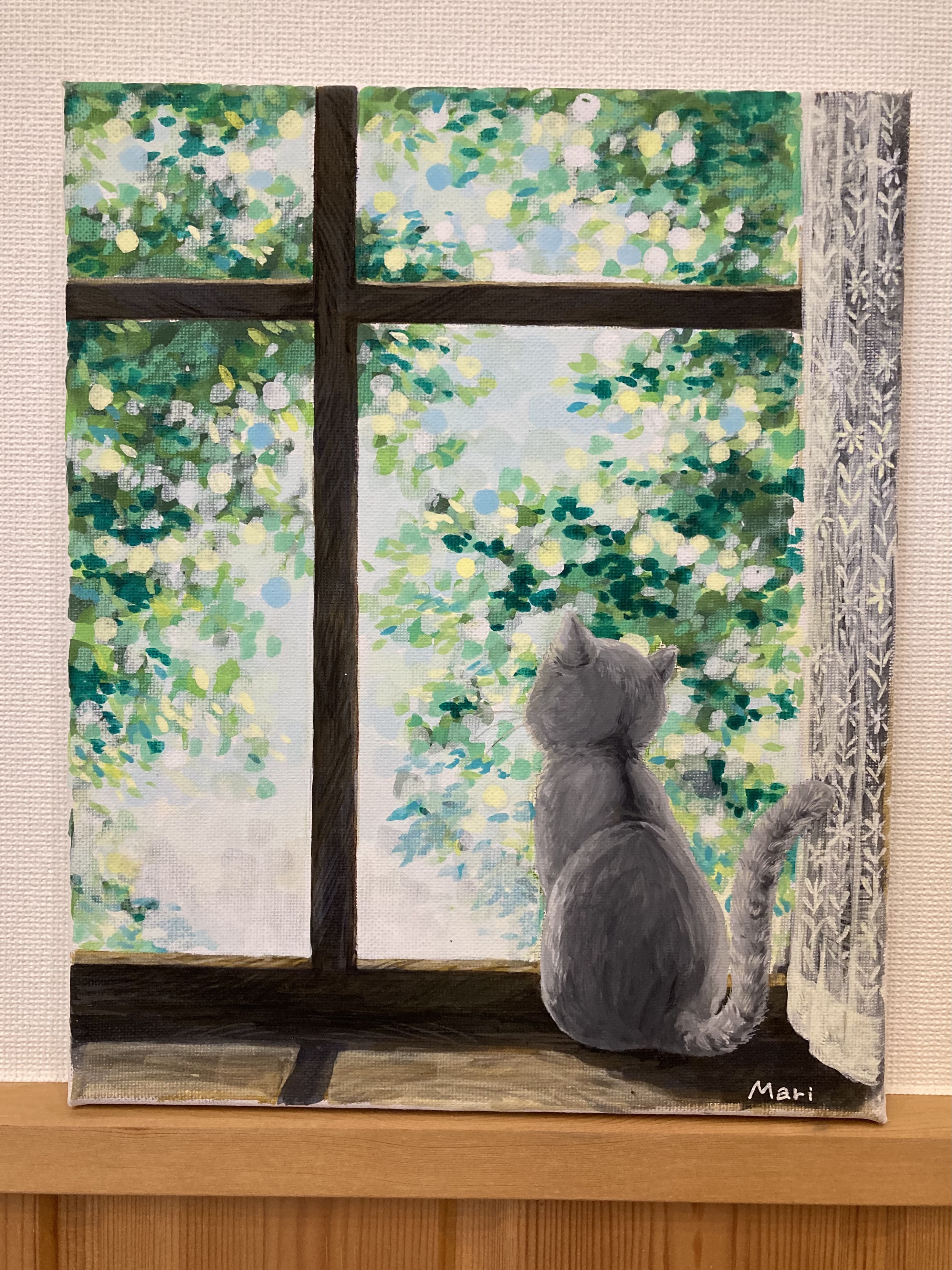 油絵 原画 オリジナル「森の木漏れ日」送料無料 絵画 Masako's