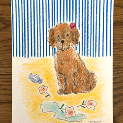 【IKEAロムヴィーケンの額縁付き】原画一点物 絵画 犬の絵 絵画 ドッグシリーズ かわいい 犬の絵 眼鏡 壁掛け アート