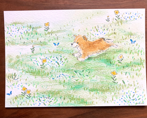 犬の絵　「深夜、とあるバーで」　原画 犬の絵 「深夜、とあるバーで」 原画