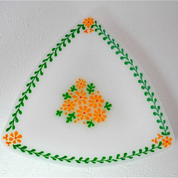 三角の花皿(緑) 1枚目の画像