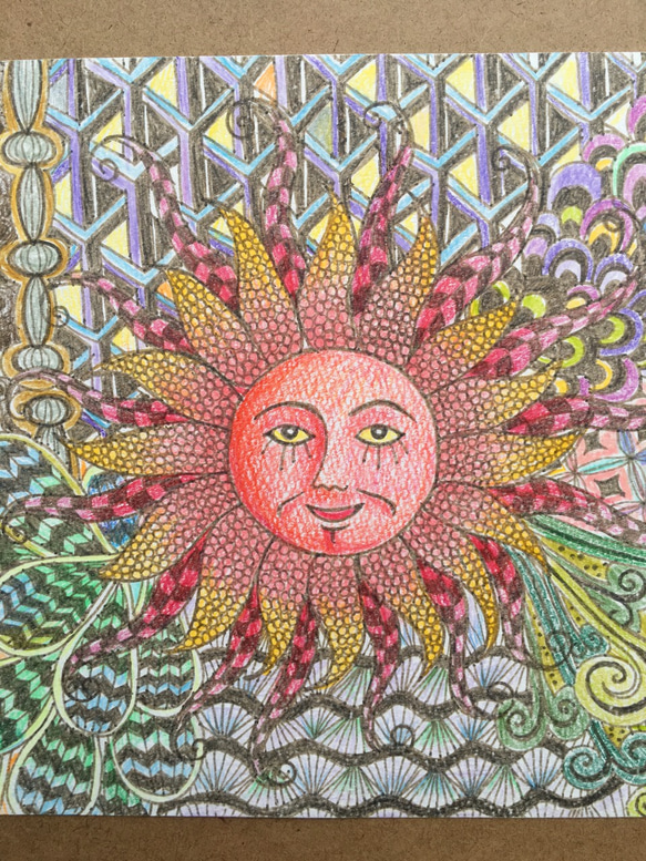 大人の塗り絵　B5サイズ《守護神である太陽》 5枚目の画像