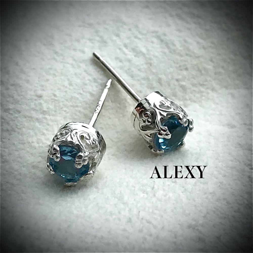 スイスブルートパーズのクラウンピアス Sterling Silver（受注製作）