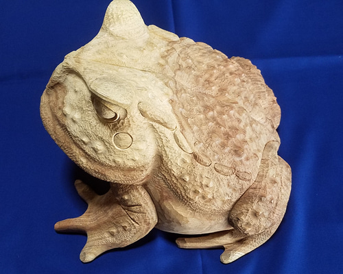 木彫りガマ(小) ガマ ガマカエル 彫刻 楠水 通販 12271047｜Creema