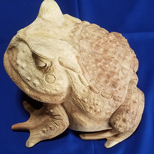 カエル　木彫り　彫刻　蛙の置物　ガマガエル カエル 木彫り 彫刻 蛙の置物 ガマガエル
