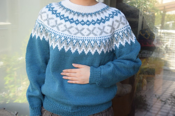 ブルーグリンのセーター（帽子プレゼント対象） 1枚目の画像