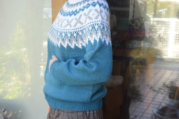 ブルーグリンのセーター（帽子プレゼント対象） 2枚目の画像
