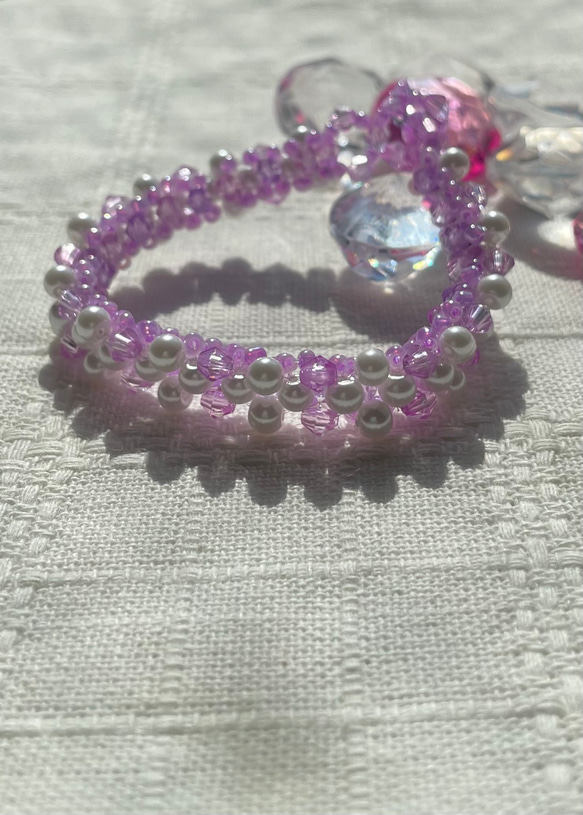 ハンドメイド 水晶仏 紫 ビーズ ブレスレット ハンドメイド 水晶仏 紫 ビーズ ブレスレット